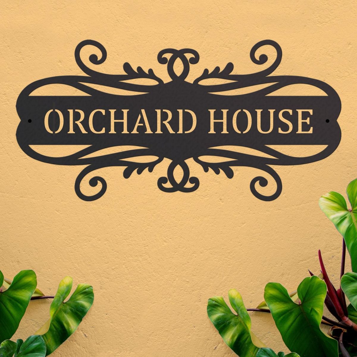House Name Sign with Scroll Design 