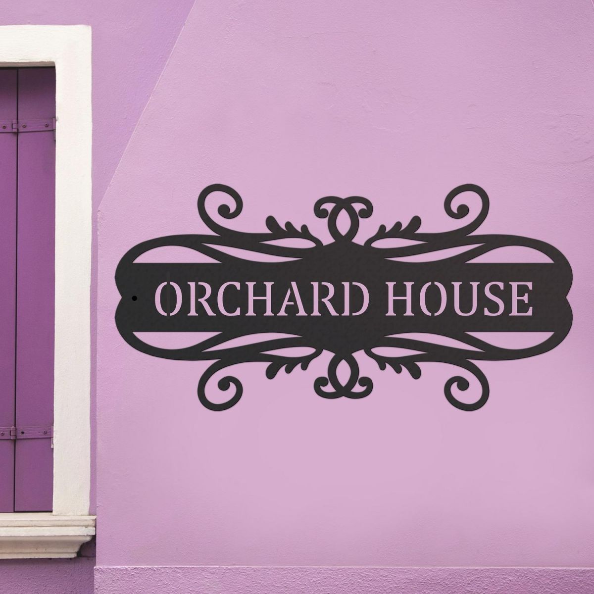 Scroll Design Iron House Name Sign 