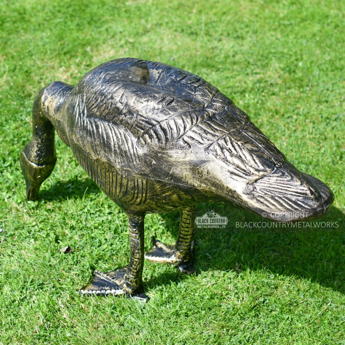 Looking Down Bronze Finish Geese Garden Sculpture Back