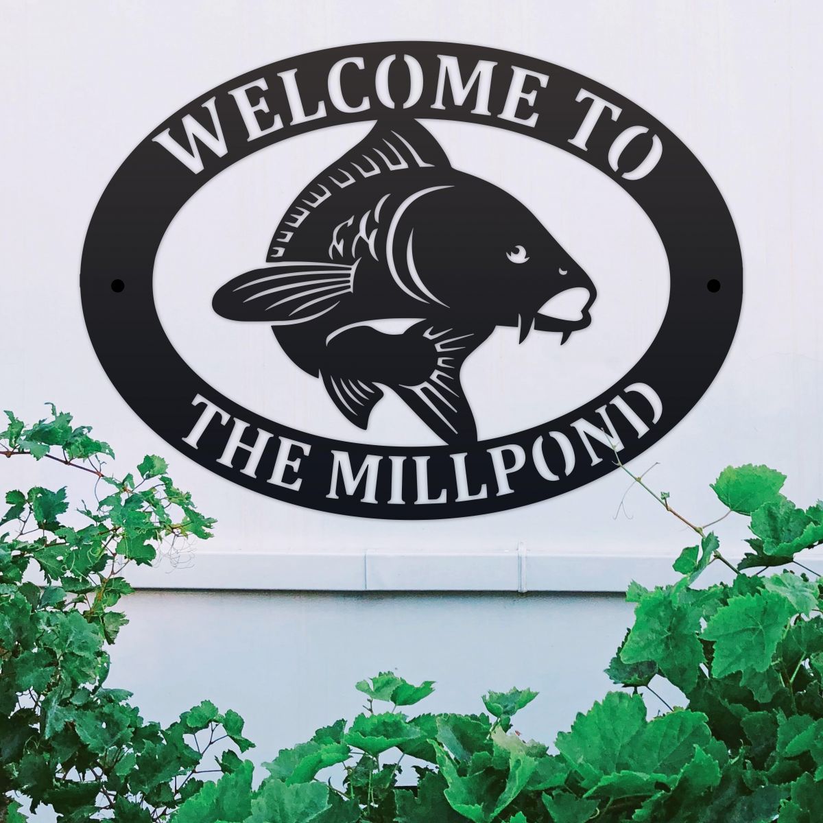 House Name Sign with Koi Carp Fish Motif 