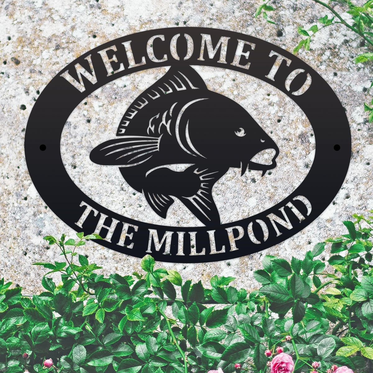 House Name Sign with Koi Carp 