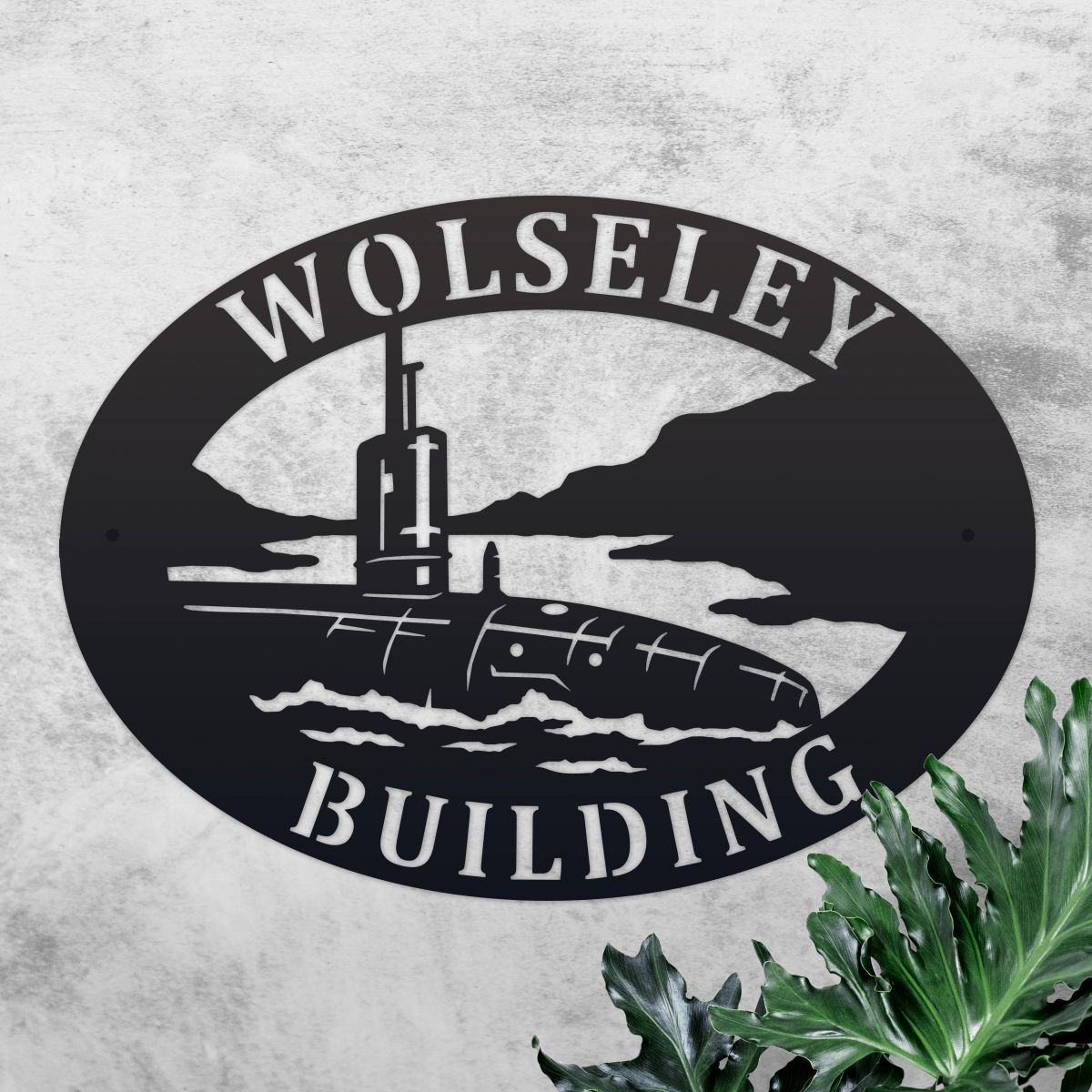 Submarine Iron Oval House Name Sign 