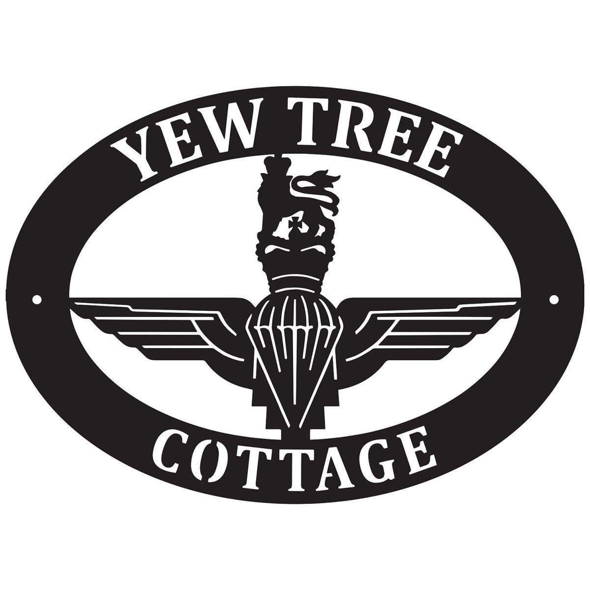 British Parachute Regiment Iron Oval House Sign in a Black Finish