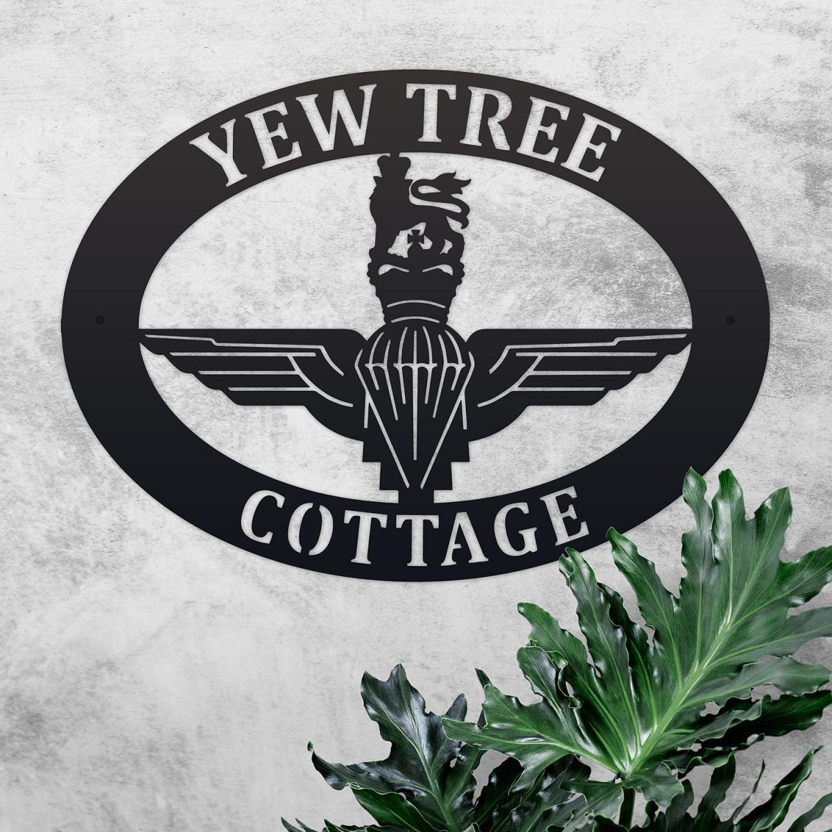 British Parachute Regiment Iron Oval House Sign in Use Outdoors