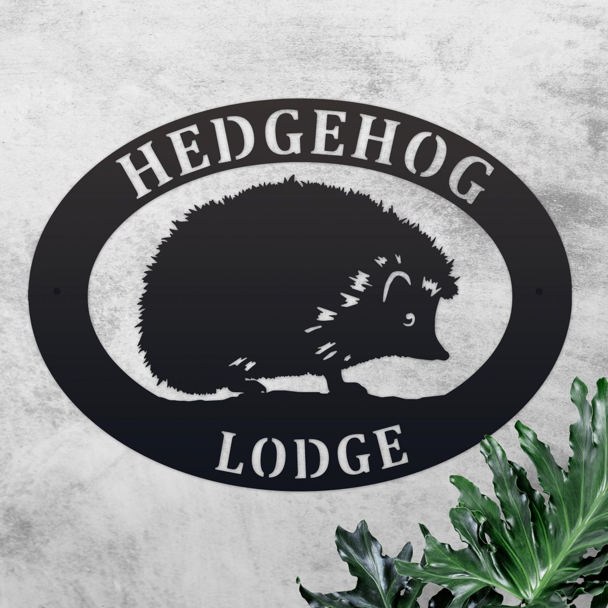 Hedgehog Iron Oval House Name Sign 