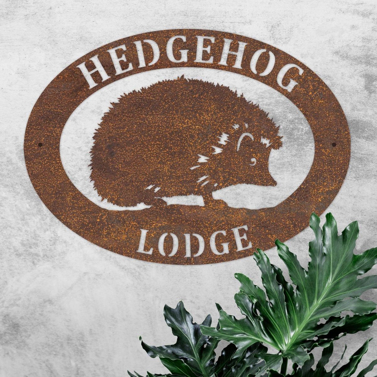 Hedgehog Iron Oval House Name Sign 