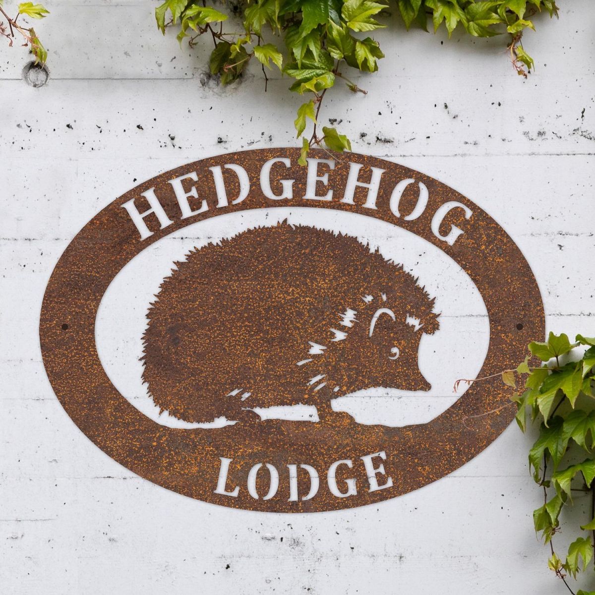 Rustic Finish for Hedgehog Oval House Sign 