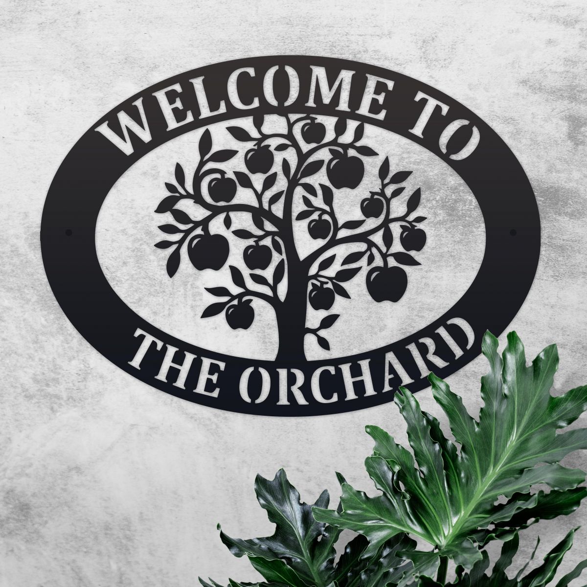 Apple Tree Iron Oval House Name Sign 