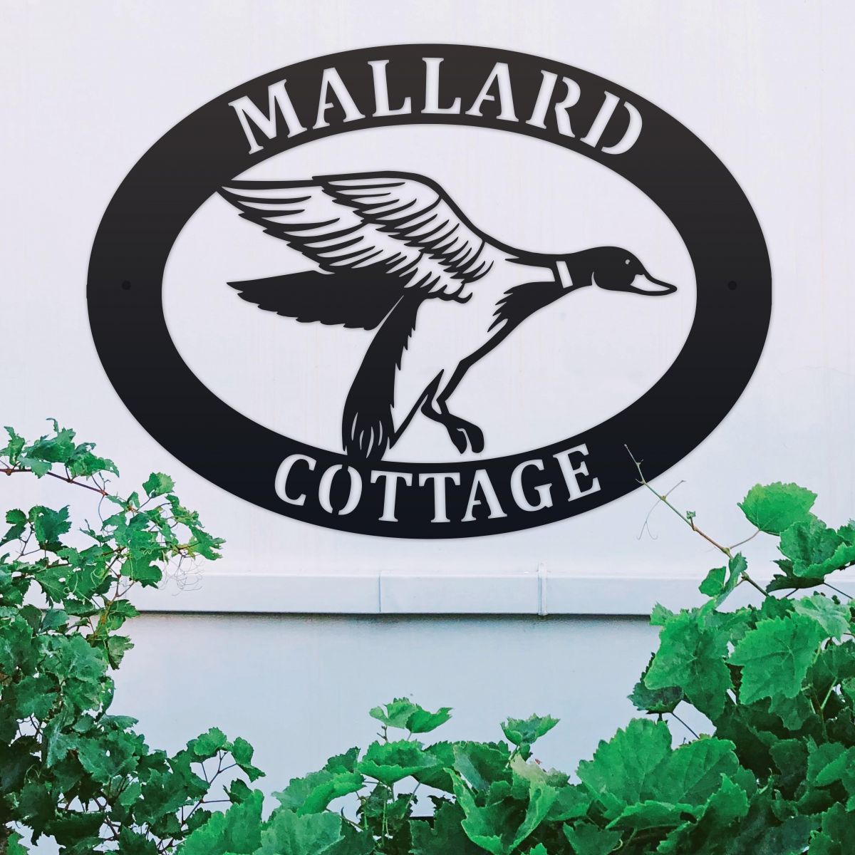 Oval House Name Sign with Mallard Design 