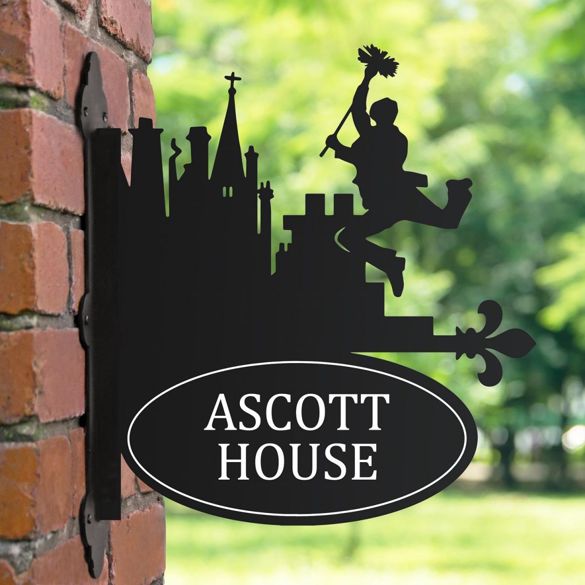 Black Chimney Sweep Iron Bracketed House Name Sign 
