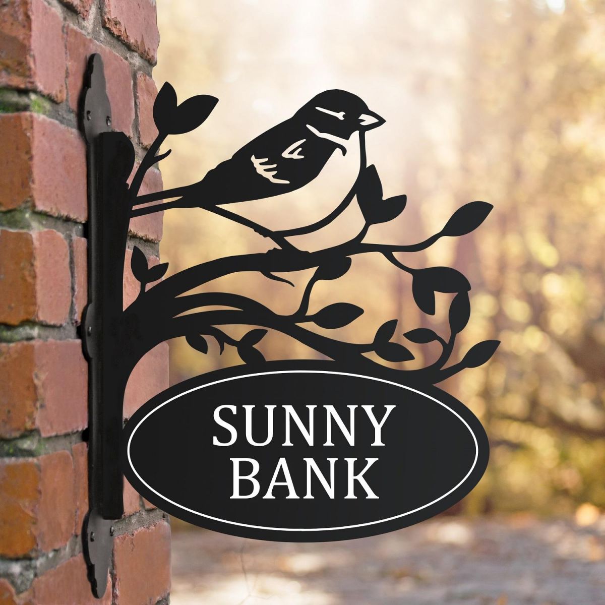 Bracketed House Sparrow House Name Sign 