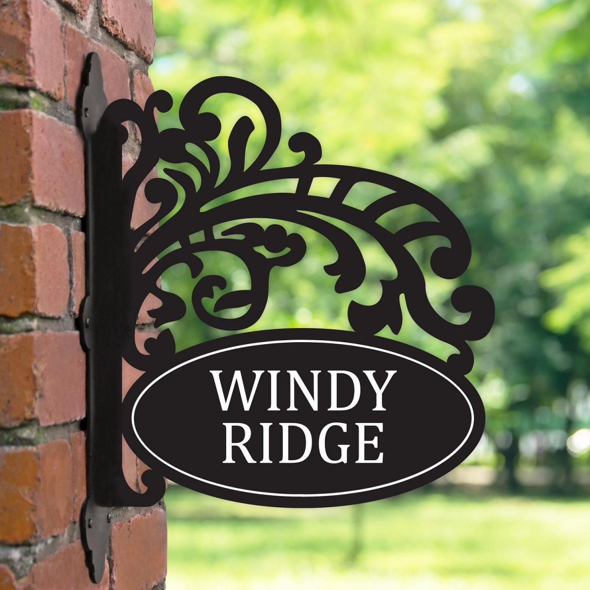 Bracketed House Name Sign with Filigree 