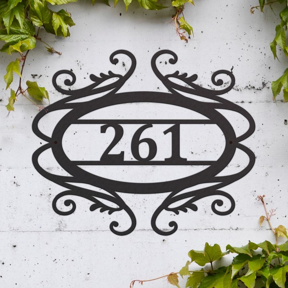 Victorian Scroll House Number Sign in Situ 