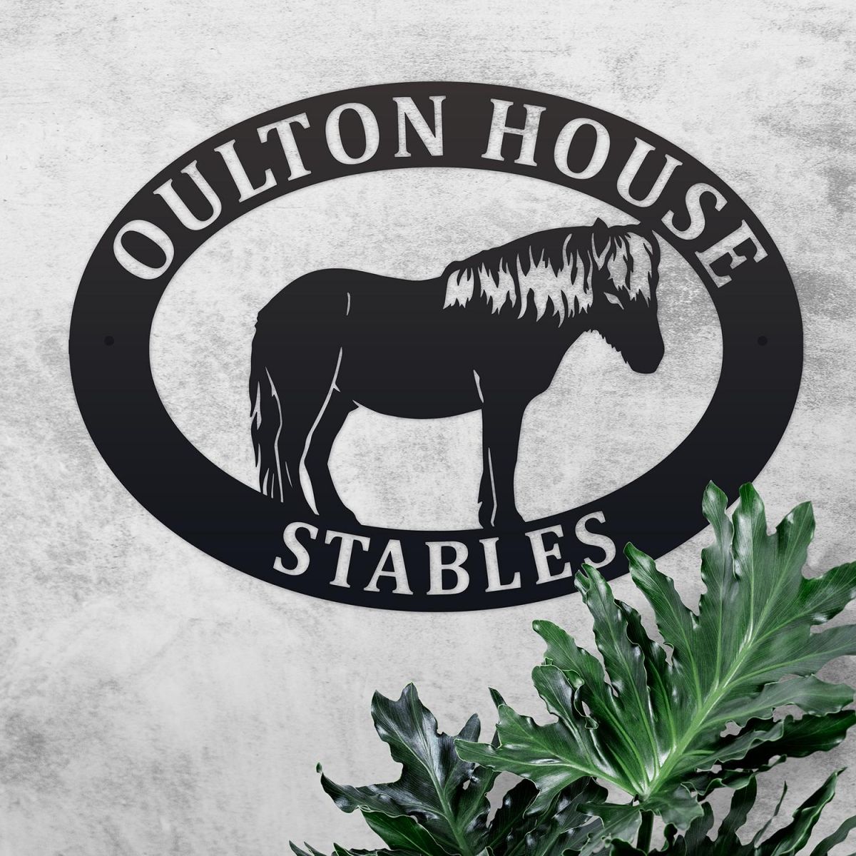 Shetland Pony Iron Oval House Sign in Situ