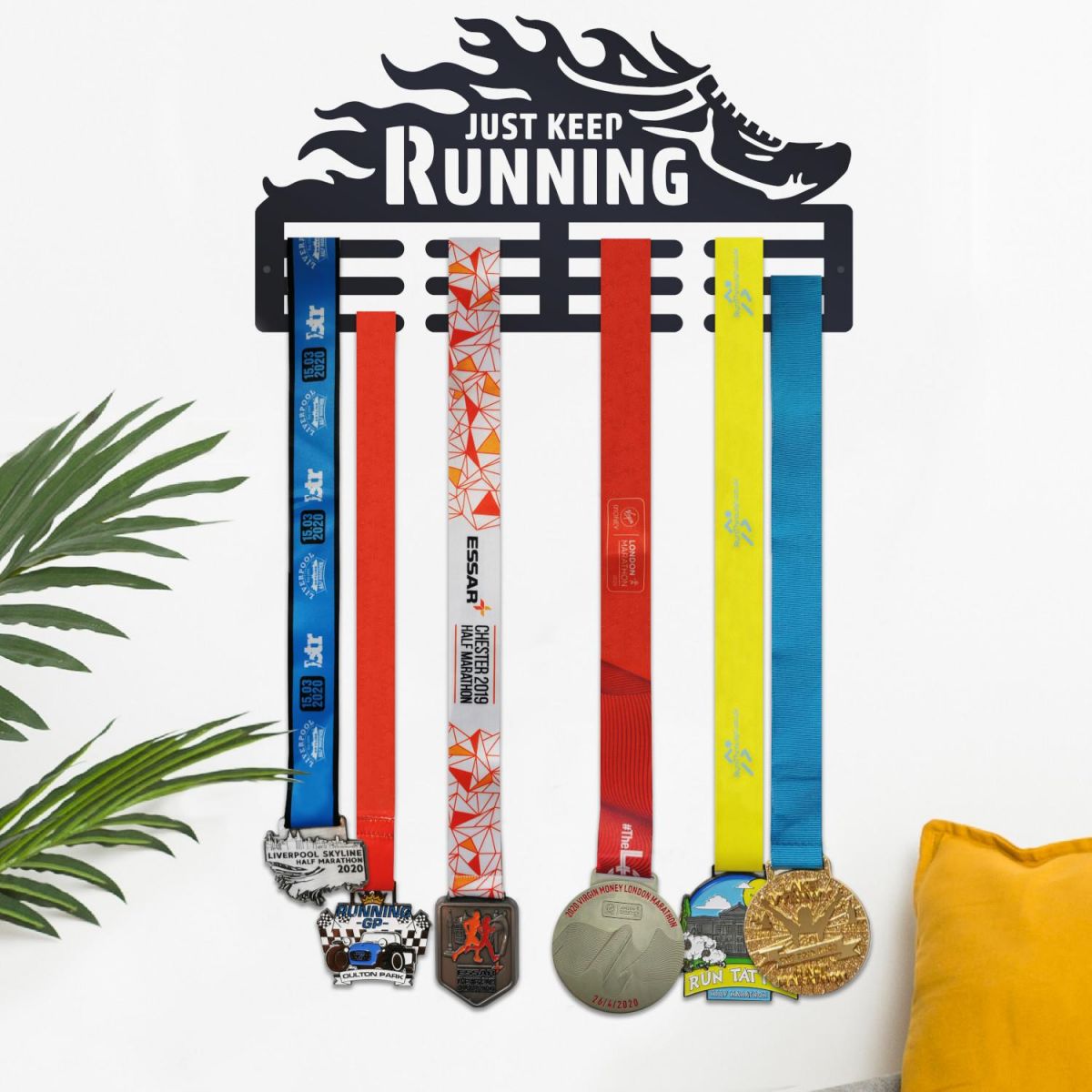 Sports Medal Hanger Just Keep Running Mounted