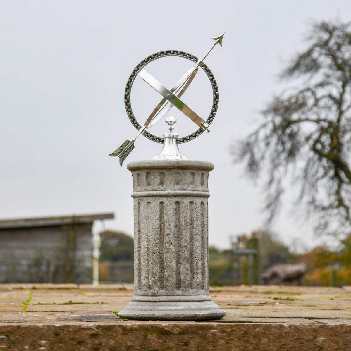 Polished Chrome "Almwick Manor" Armillary - 37cm in Situ