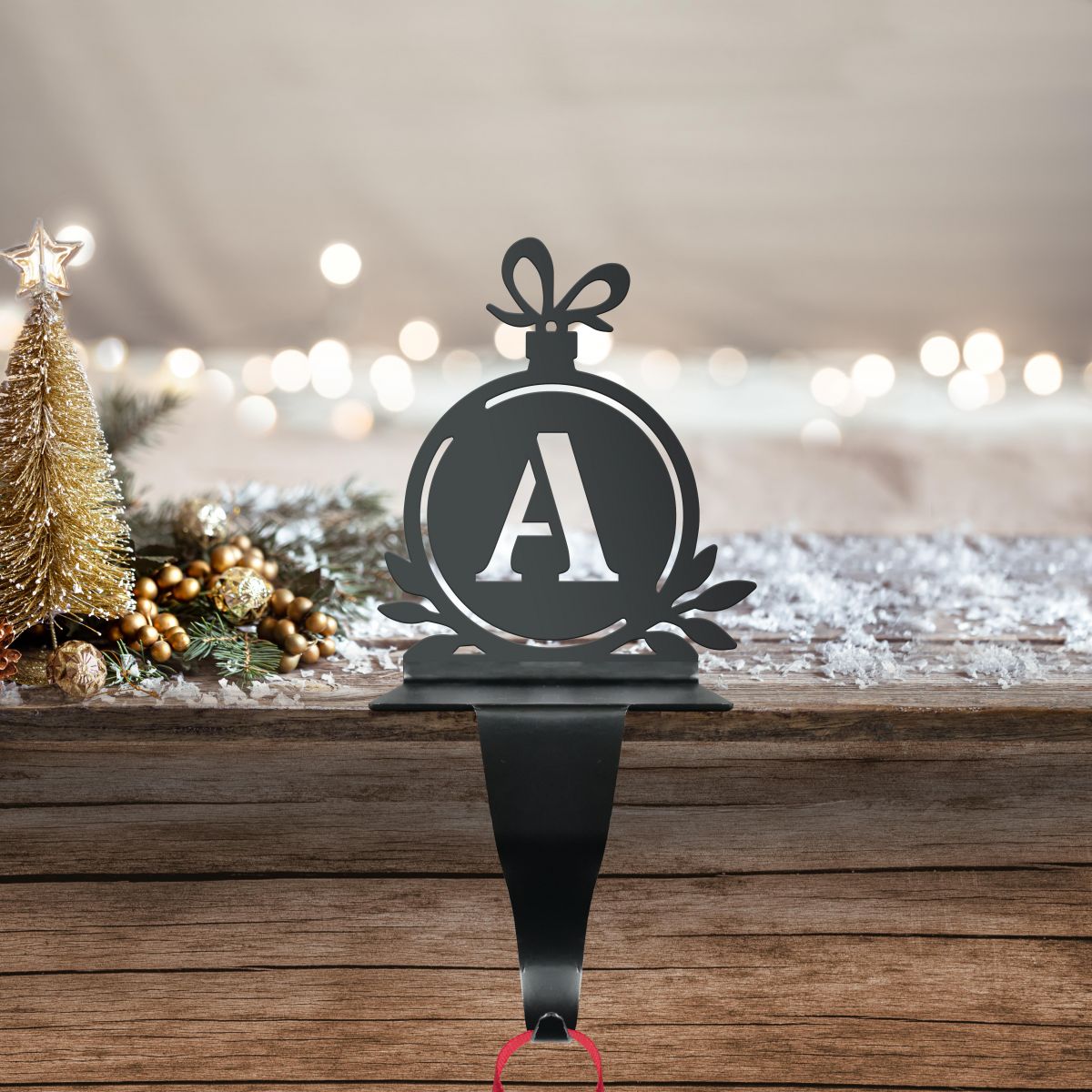 Letter A Stocking Holder in Situ
