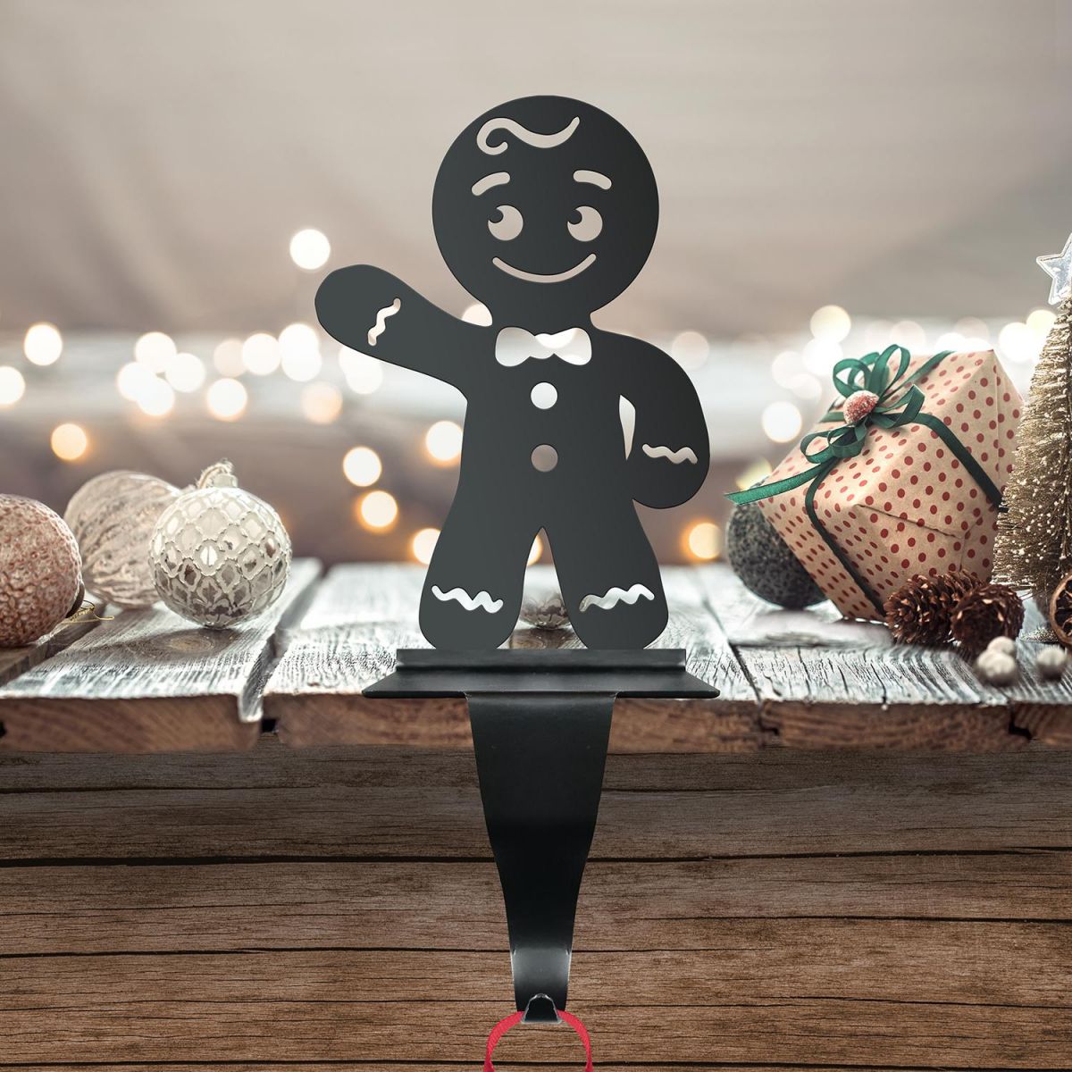 Gingerbread Man Stocking Holder in Situ