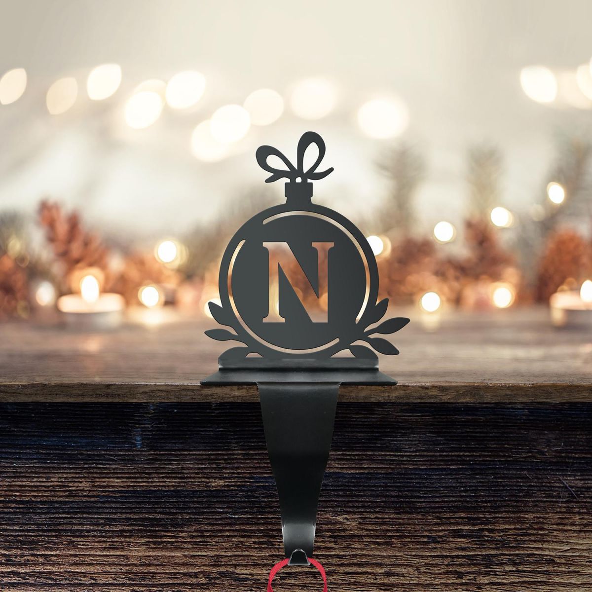 Letter N Stocking Holder with Fairy Lights