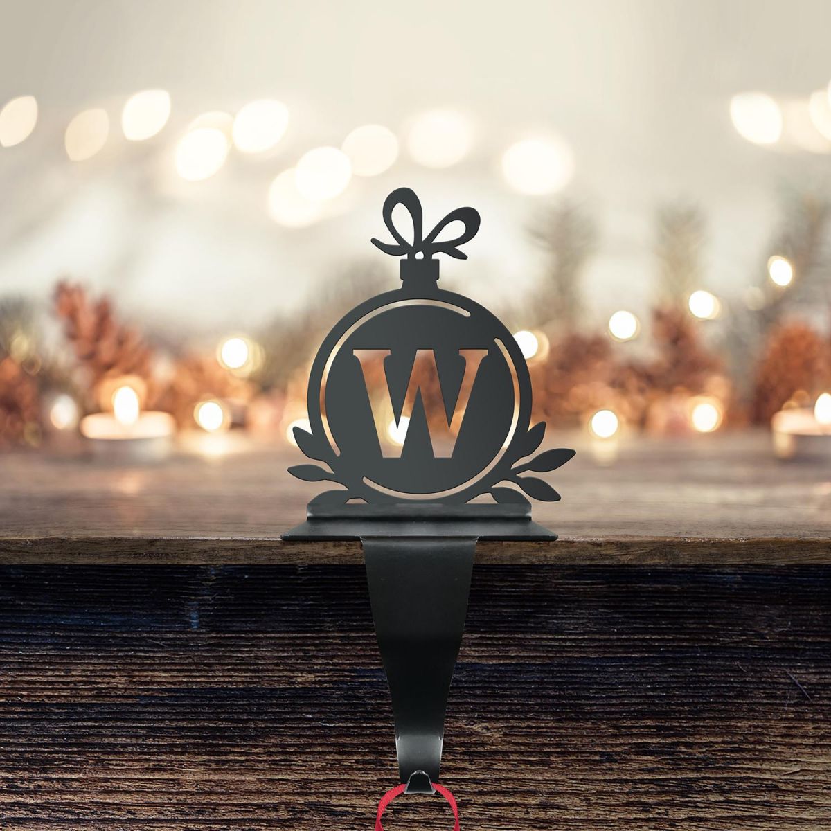 Letter W Stocking Holder with Fairy Lights