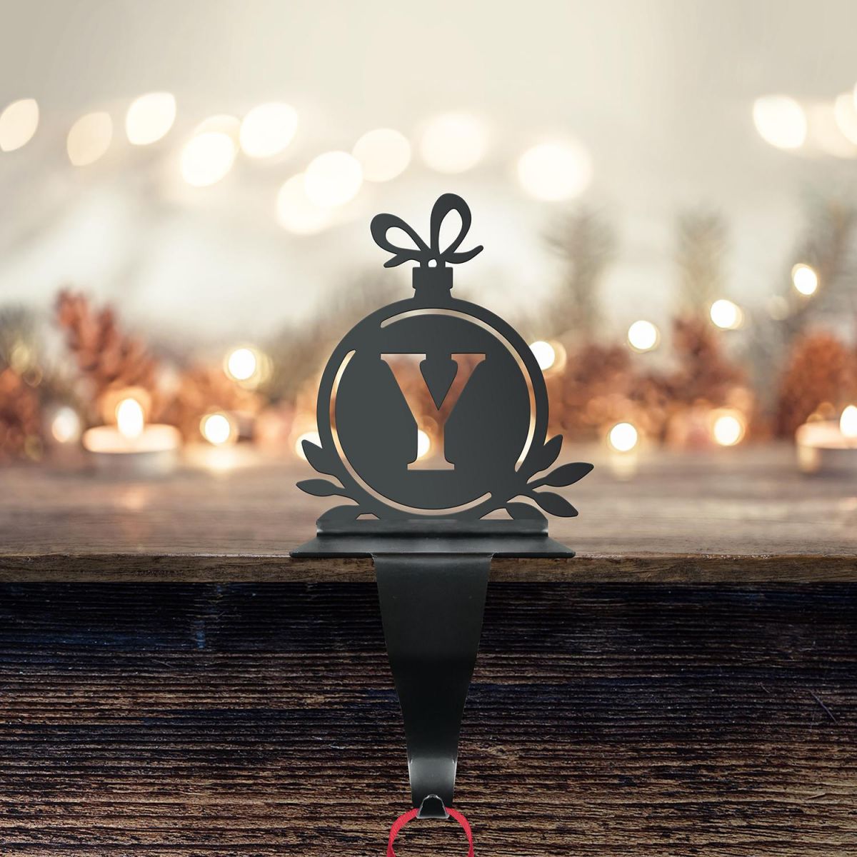 Letter Y Stocking Holder with Fairy Lights