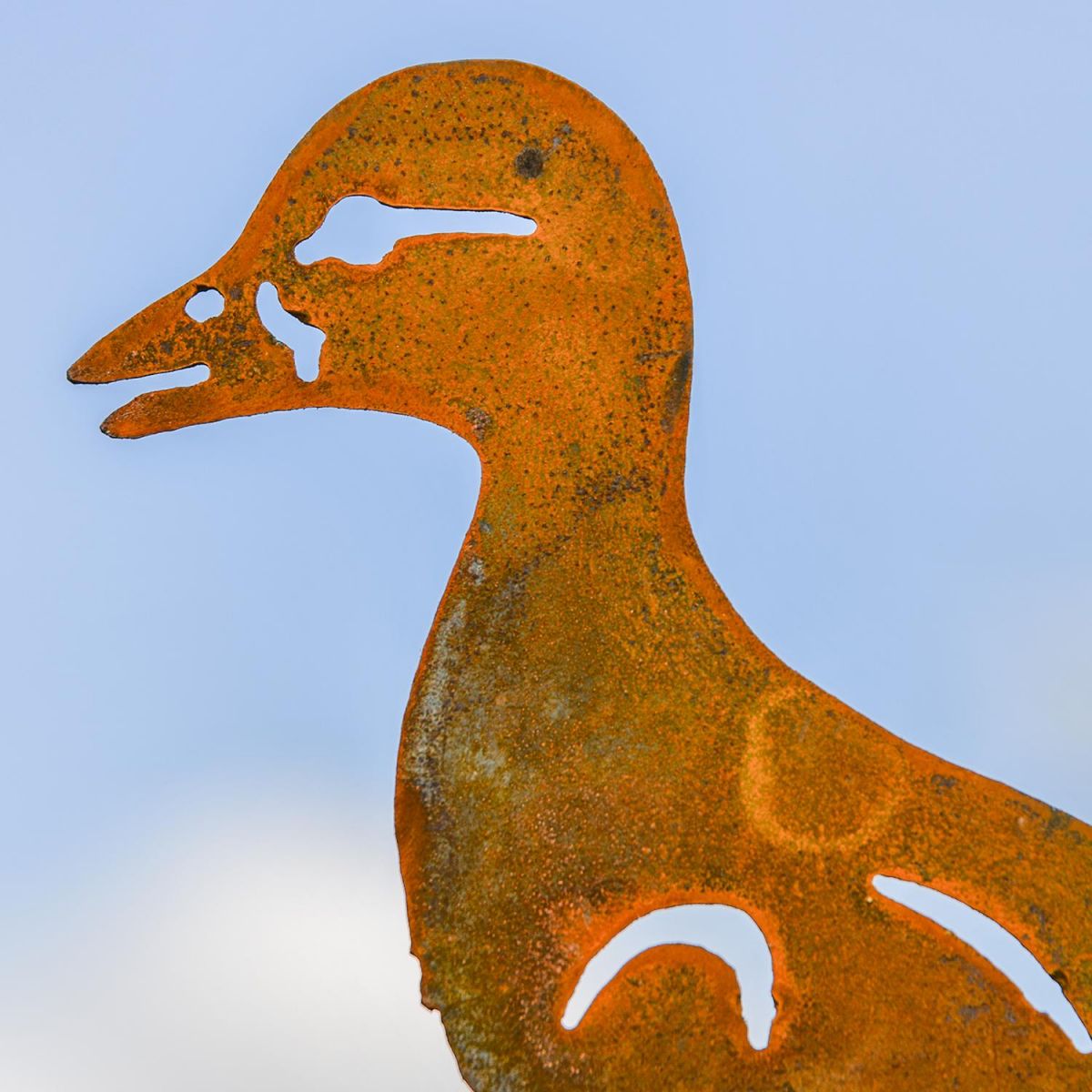 Close-up of the Rustic Finish on the Standing Duckling Silhouette
