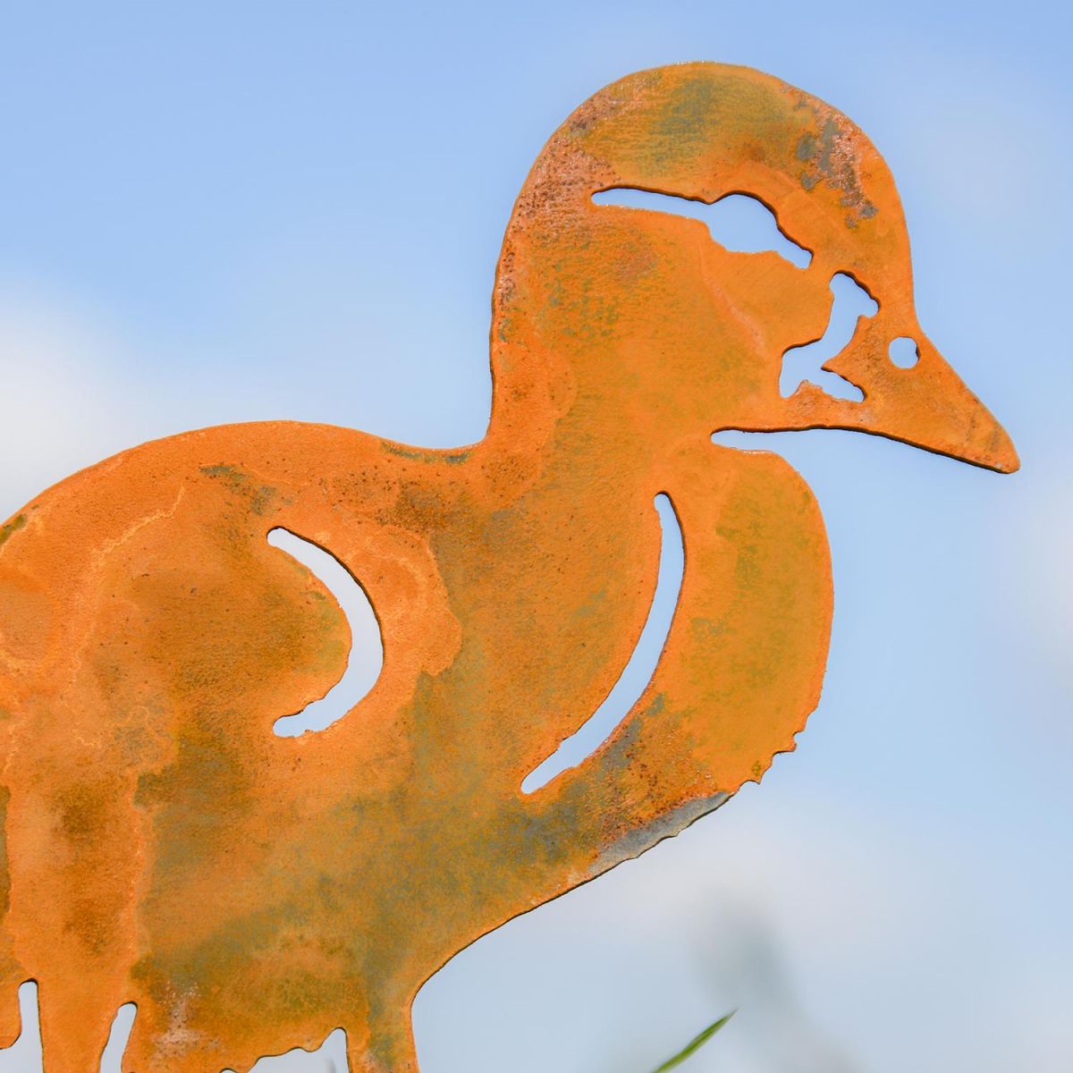Close-up of the Rustic Finish on the Walking Duckling Silhouette
