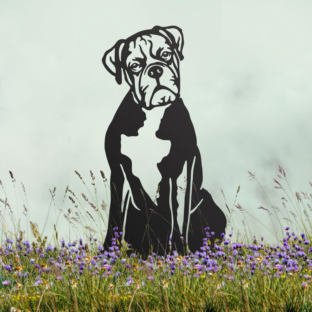 Black Boxer Silhouette in Lavender Field