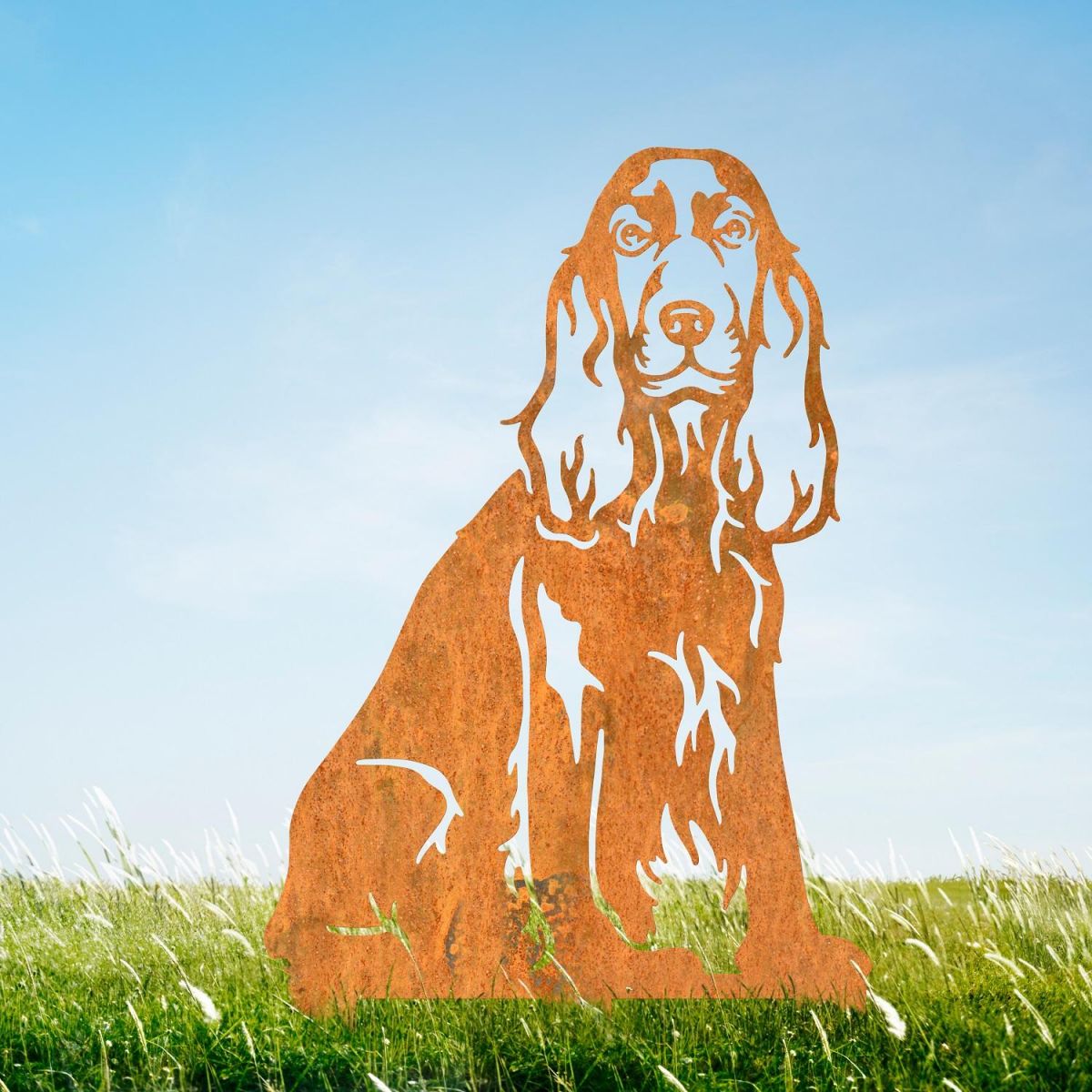 Rustic Cocker Spaniel Silhouette in Garden