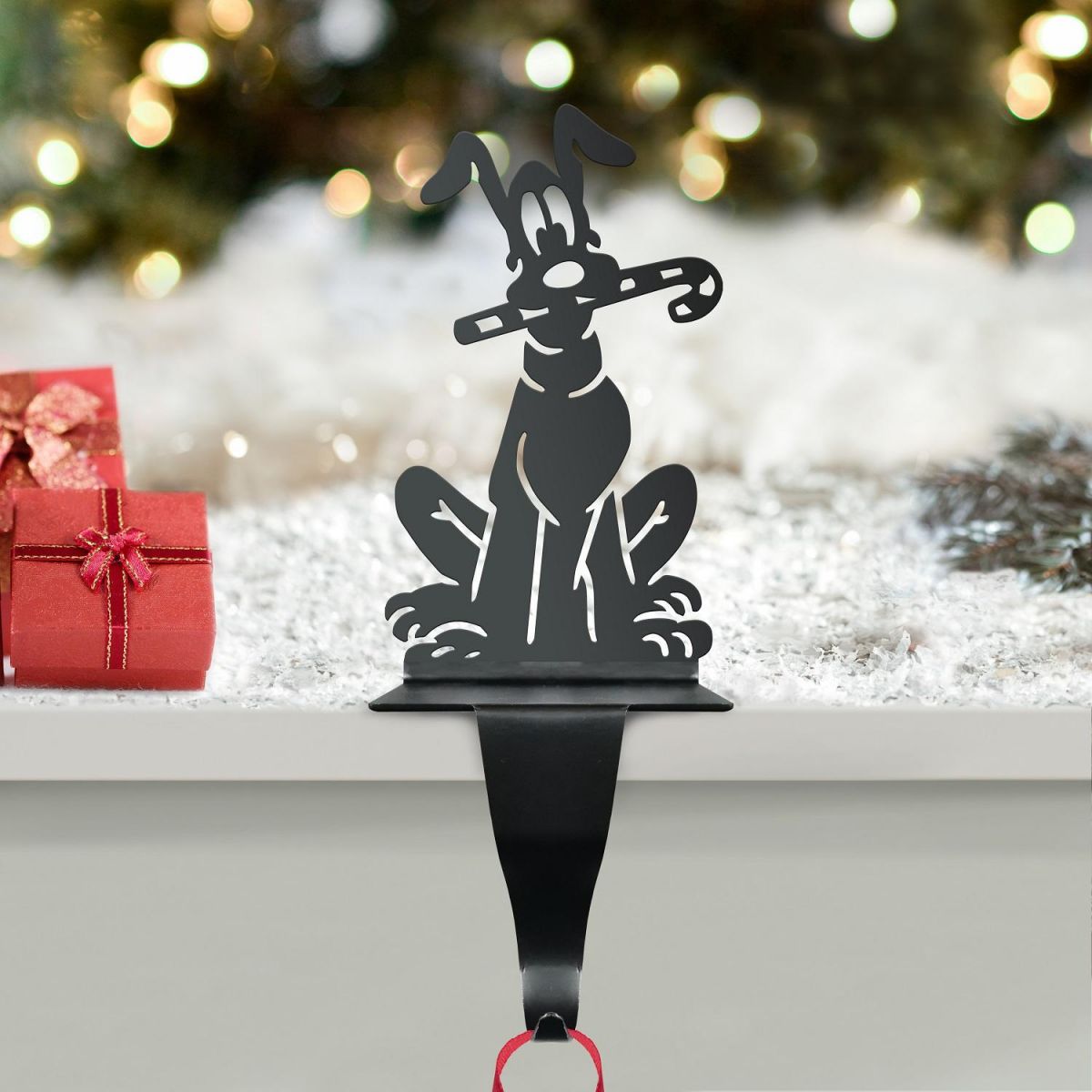 Stocking Holder Dog with Candy Cane