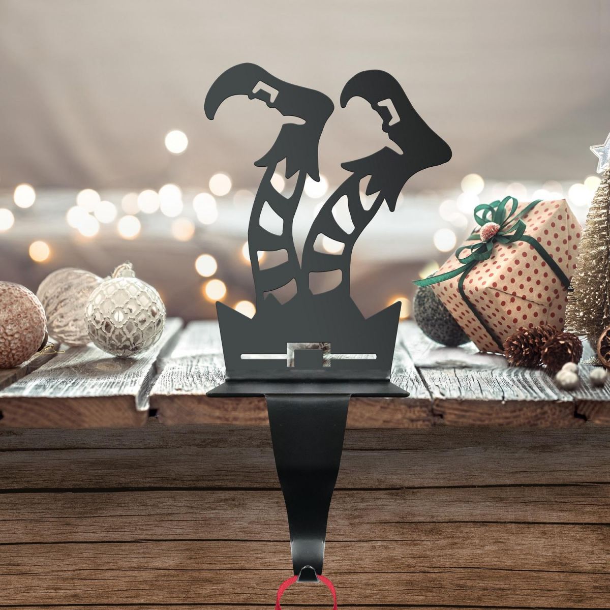 "Jingle Hoppers" Stocking Holder in Black