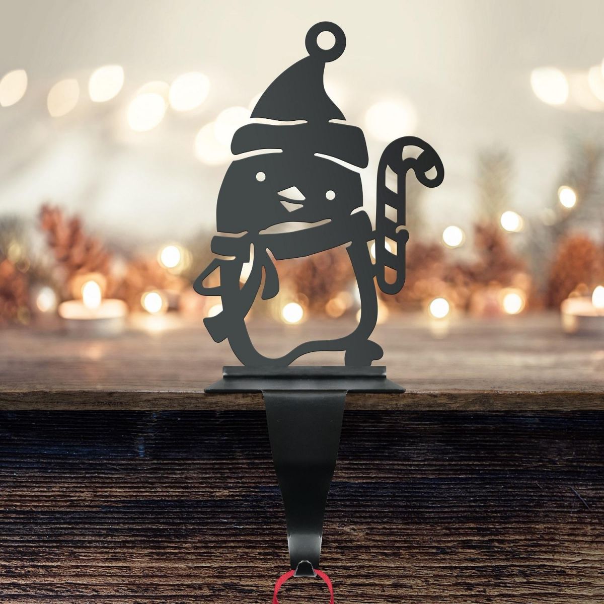 Stocking Holder with Penguin & Candy Cane