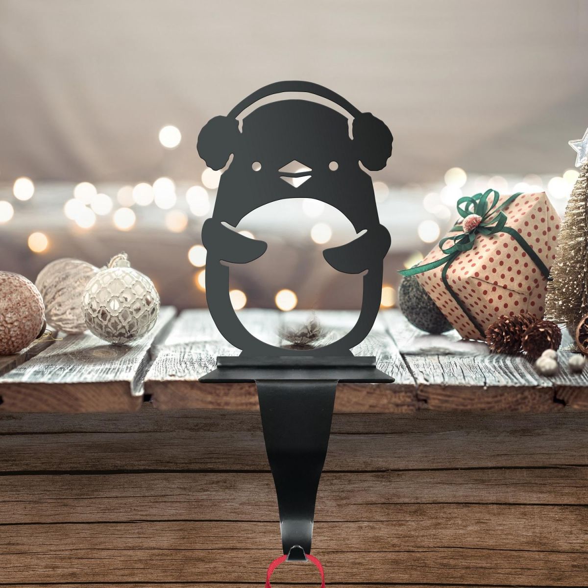 Penguin with Earmuffs Stocking Holder 