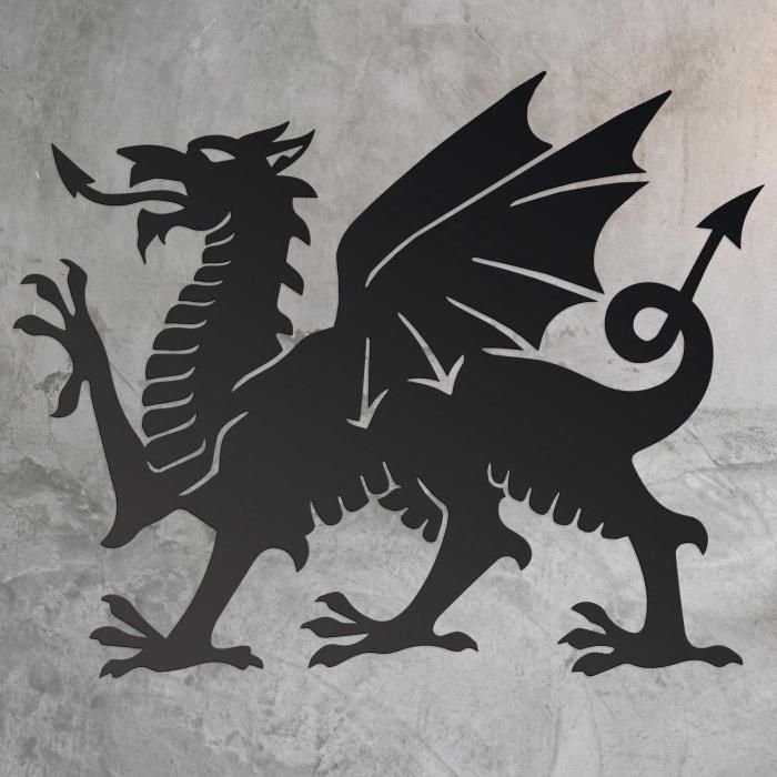 Black Welsh Dragon Wall Art 
