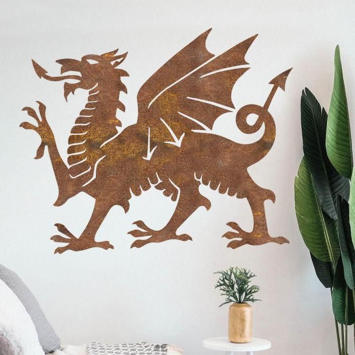 Rustic Welsh Dragon Wall Art in Situ 