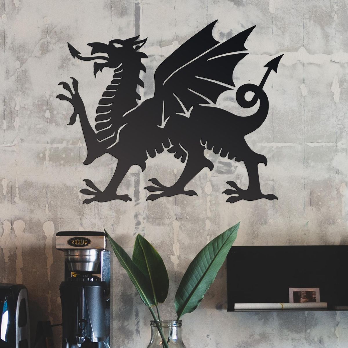 Welsh Dragon Wall Art in Situ i the Office