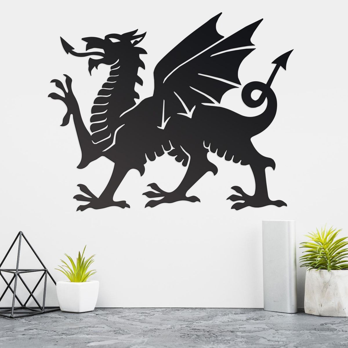 Welsh Dragon Wall Art on a White Wall