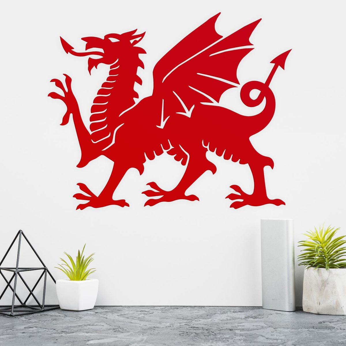 Welsh Dragon Wall Art on a White Wall