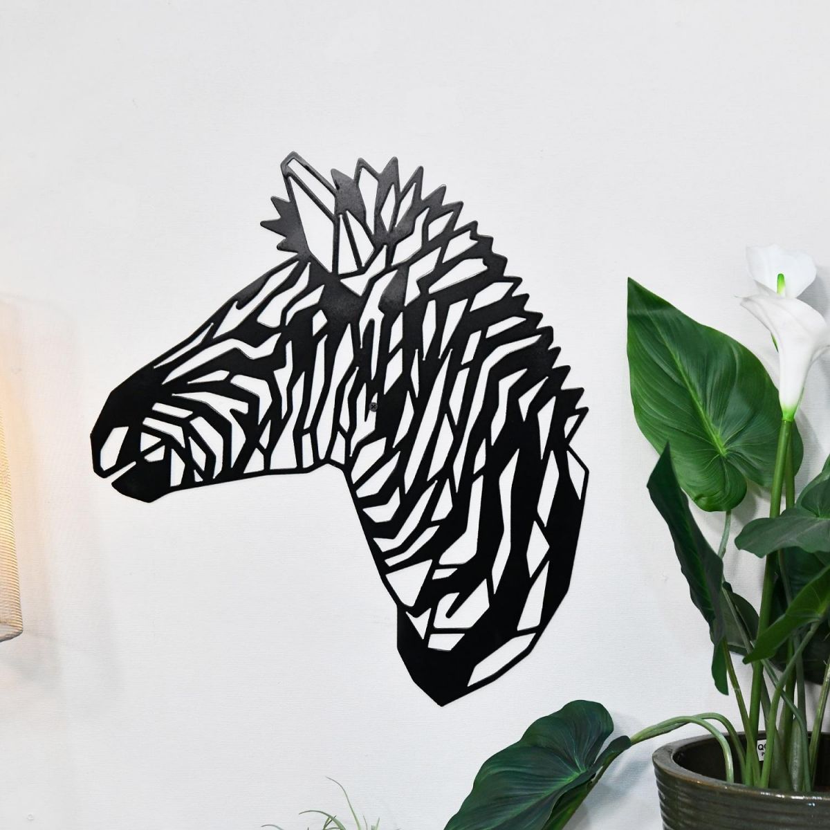 Zebra in Geometric Form mounted to wall