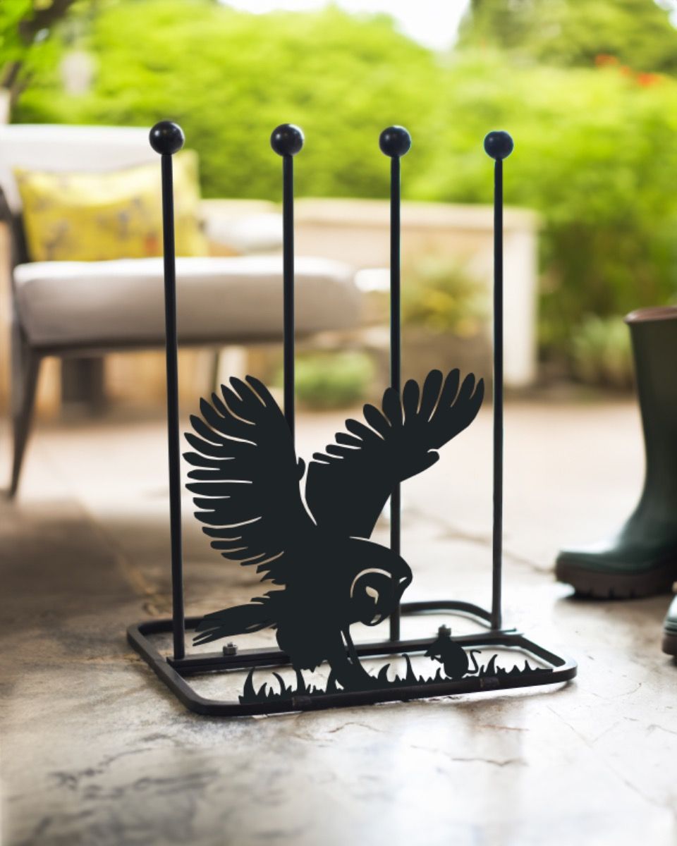 Steel "Barn Owl & Mouse" Double Boot Rack Details