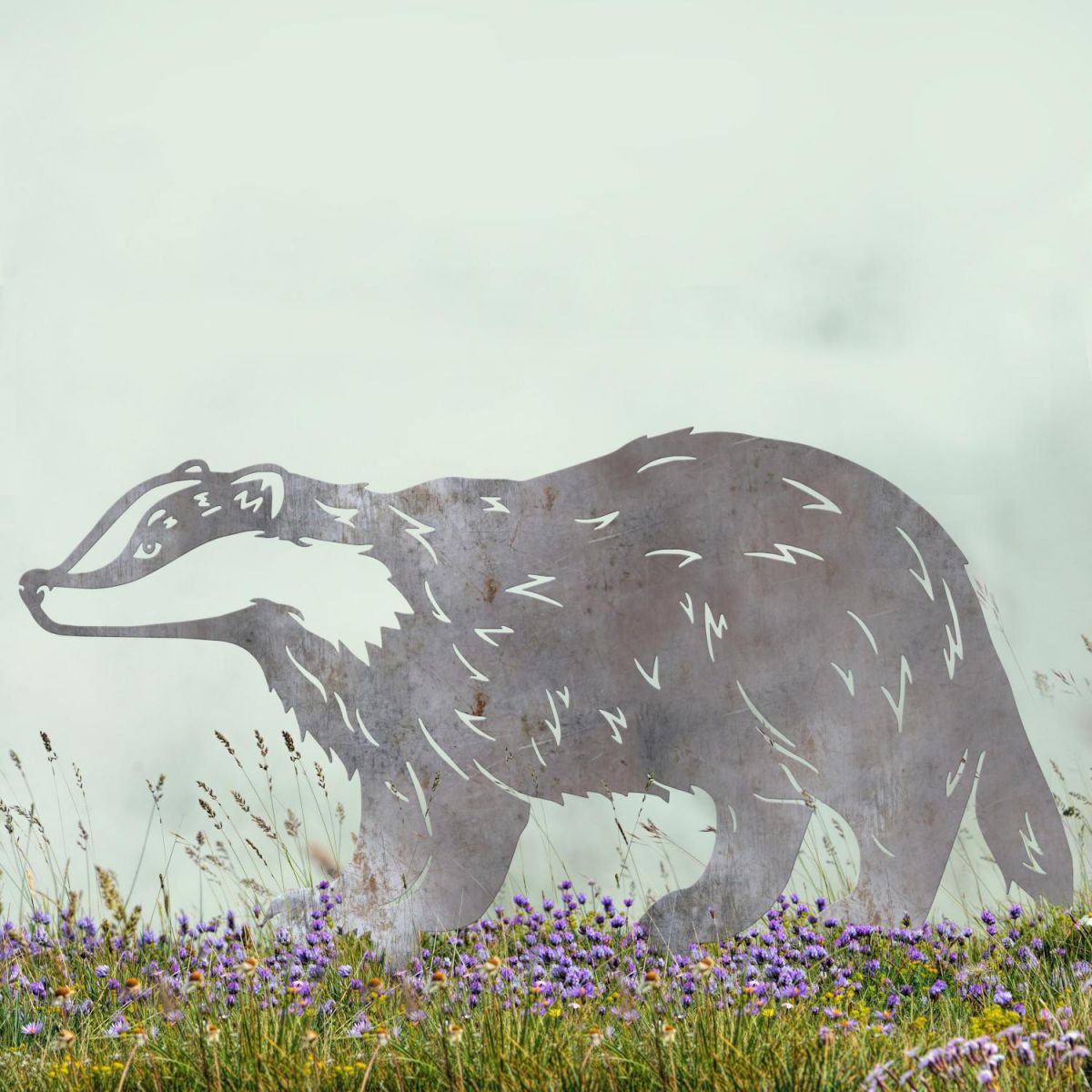 Unfinished Sheet Steel Silhouette with Badger Design