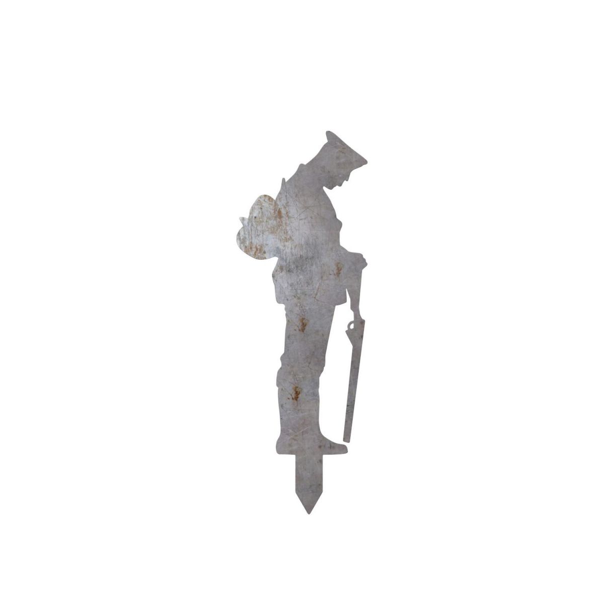 Unfinished Grave Marker Ground Spike with WW2 Soldier Topper with Spike