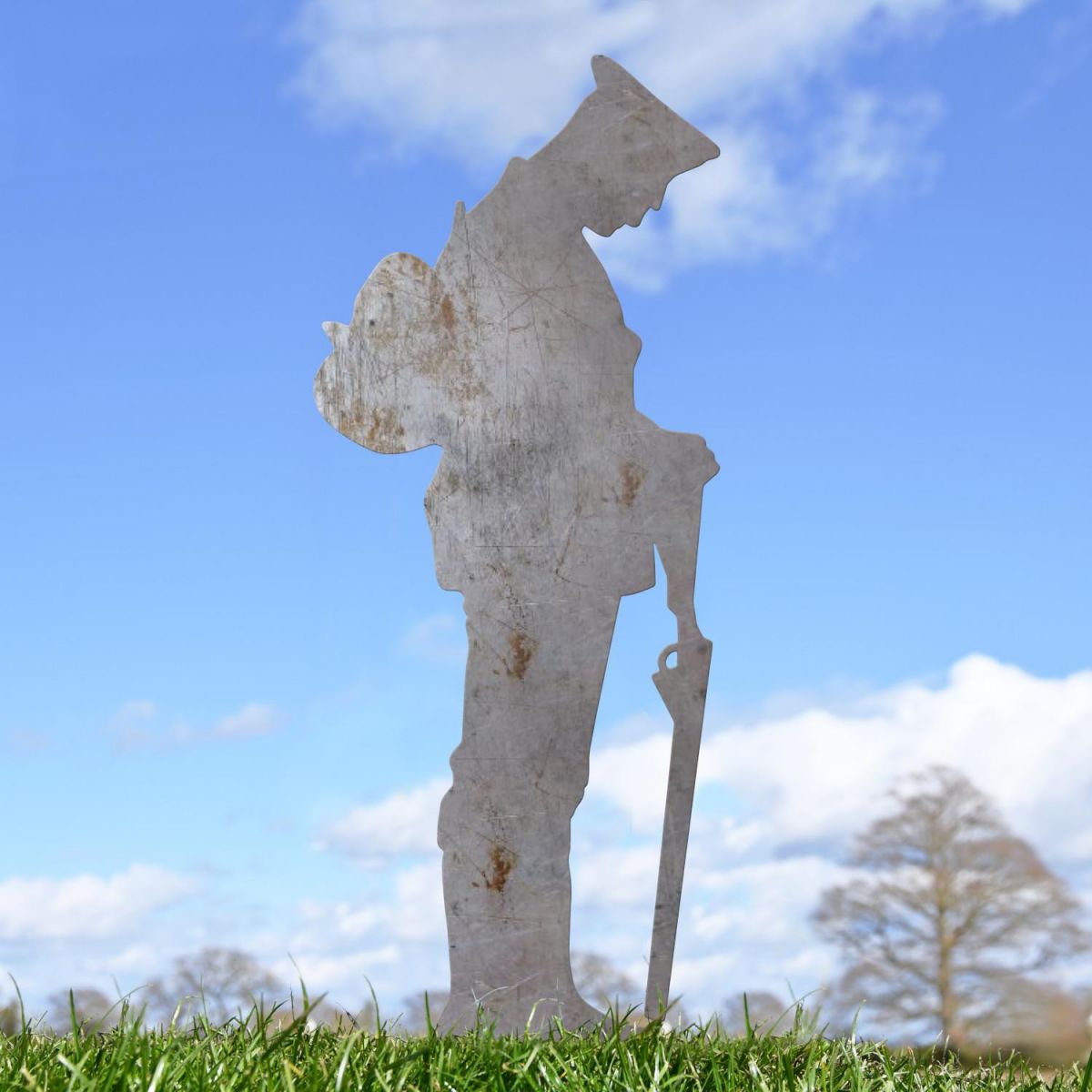 Unfinished Grave Marker Ground Spike with WW2 Soldier Topper