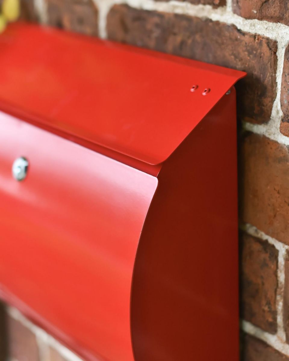 Close-Up of Lid & Lockable Front on Wall-Mounted Post Box
