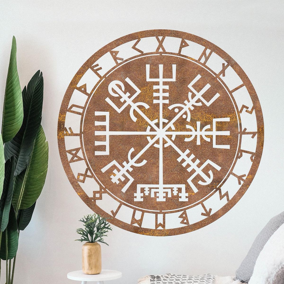 "Vegvisir" Viking Compass Wall Art in the Living Room