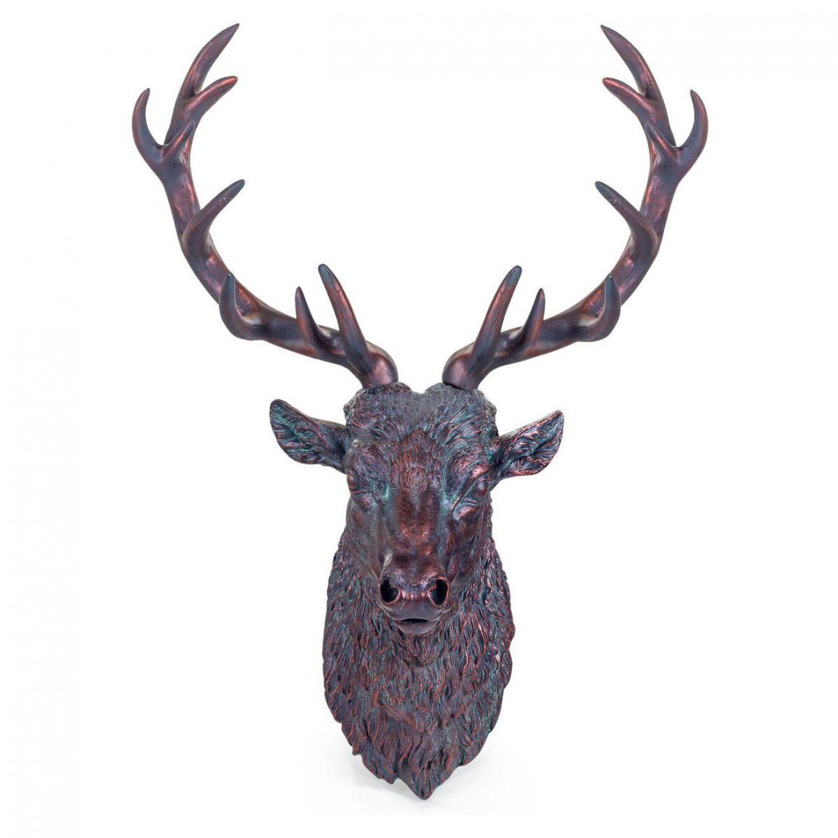 Stag Wall Bust Finished in a Verdigris Bronze 