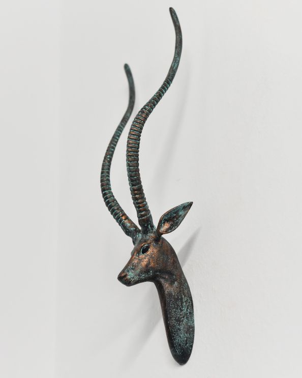 Verdigris Cast Aluminium Antelope Wall Bust