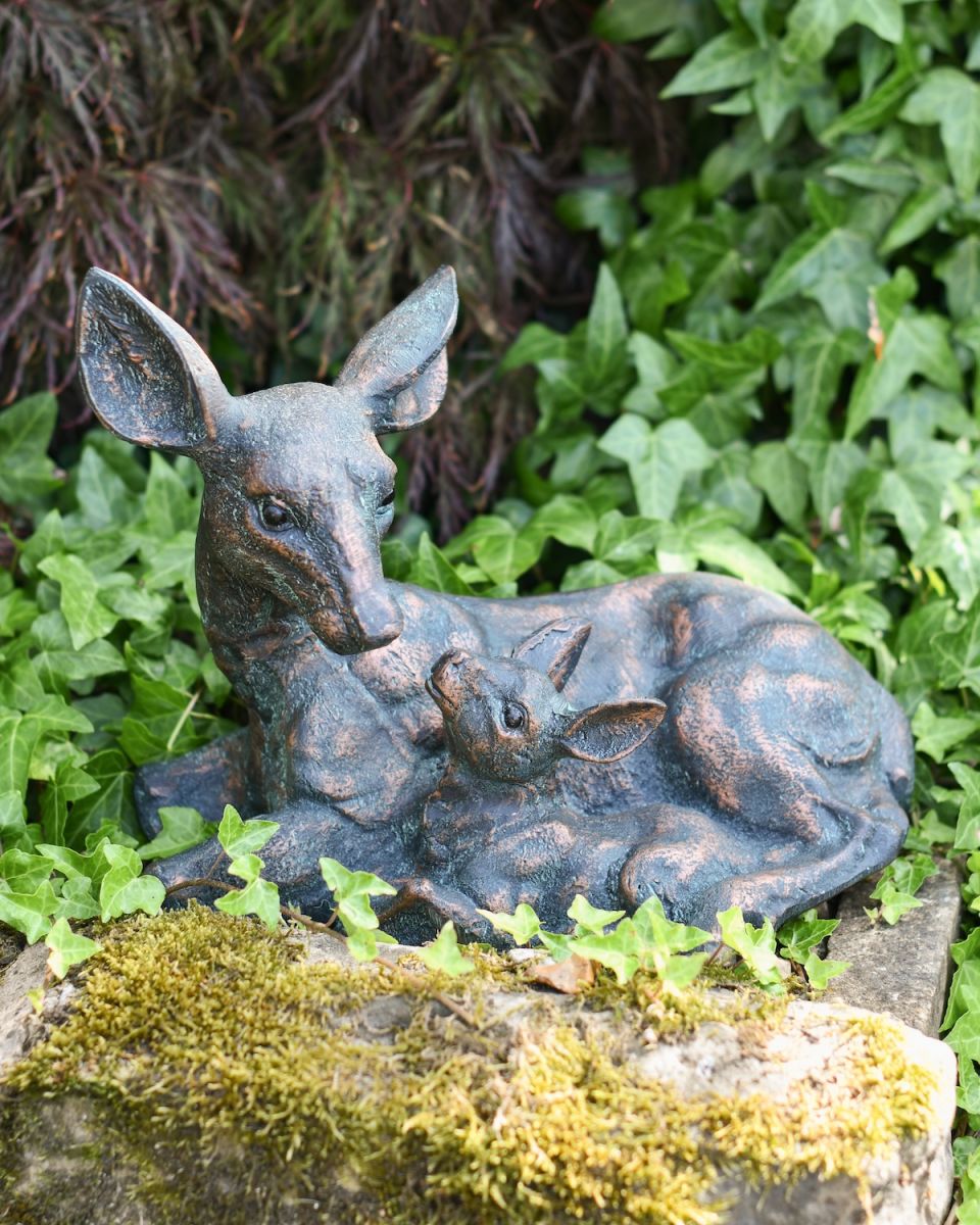 Verdigris "Flora & Aster" Doe Sculpture