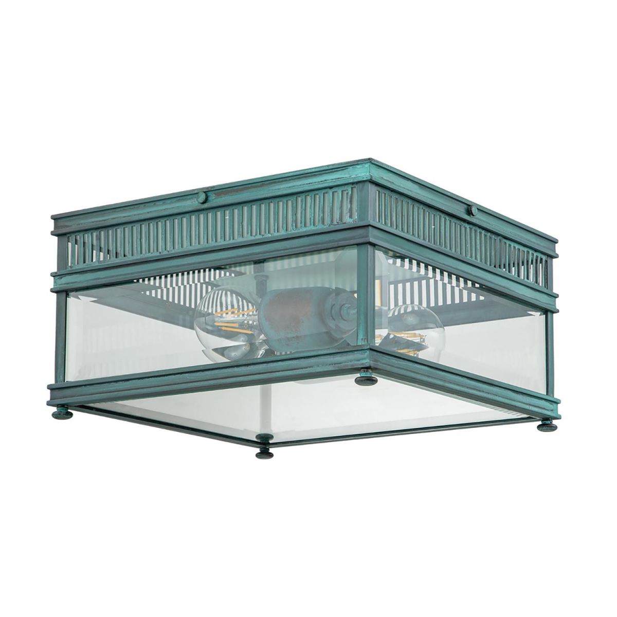 Verdigris Green "Recon" Square Flush Ceiling Light - 30cm