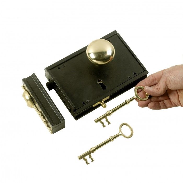 Cast Iron & Brass Large Rim Lock